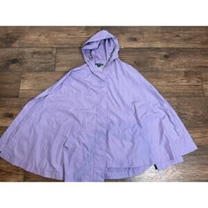 Ralph Lauren Rain Coat Poncho Cape Hooded Purple Sz Medium